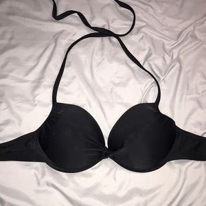 Black halter bathing suit top